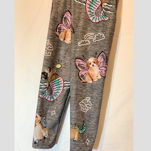 JUSTICE GIRLS LEGGINGS W/ ADORABLE DOGS & DRAWINGS